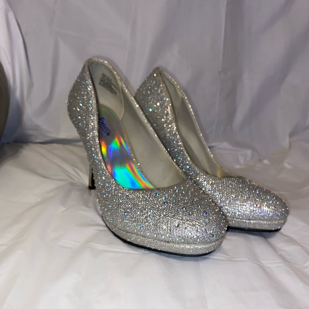 Elegant Silver Glitter Heels